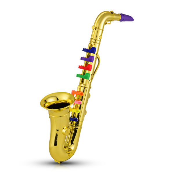 Saxophone pour enfants Instruments à vent, Saxophone ABS doré avec 8 touches de couleur – Image 6