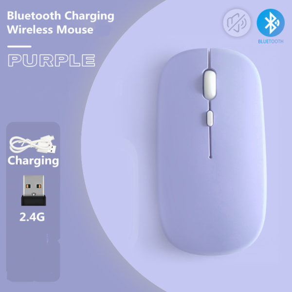 Souris Bluetooth sans Fil et Rechargeable Couleur Macaron pour PC, Accessoire avec Port USB pour Ordinateur Portable, Tablette, iPad, Mobile, Android, Windows, 2.4G – Image 3