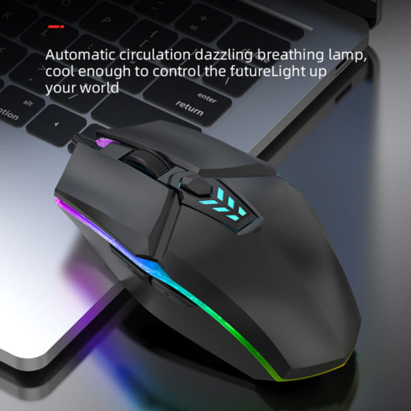 Souris de jeu filaire 1600 DPI, souris optique USB à 6 boutons avec rétroéclairage rvb, souris muette pour ordinateur de bureau et portable – Image 3