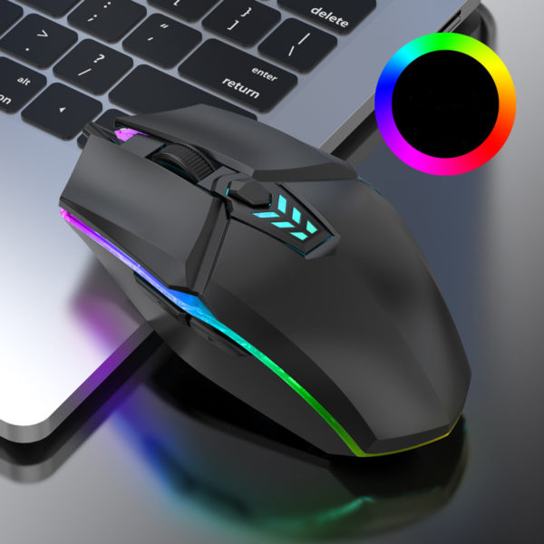 Souris de jeu filaire 1600 DPI, souris optique USB à 6 boutons avec rétroéclairage rvb, souris muette pour ordinateur de bureau et portable – Image 5