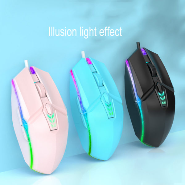 Souris de jeu filaire 1600 DPI, souris optique USB à 6 boutons avec rétroéclairage rvb, souris muette pour ordinateur de bureau et portable – Image 6