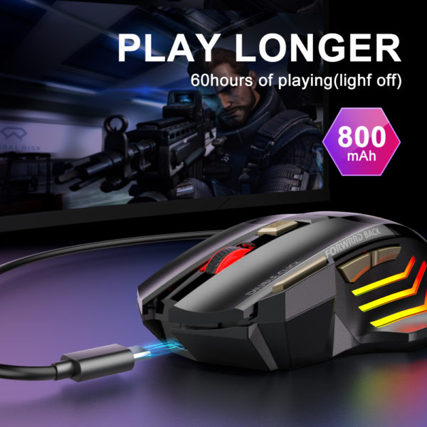 Souris sans fil Rechargeable souris de jeu Bluetooth souris ergonomique avec r tro clairage rvb souris 1