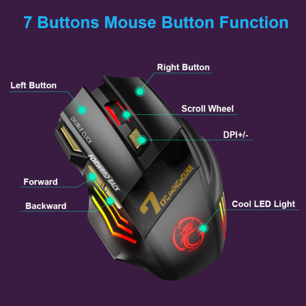 Souris sans fil Rechargeable souris de jeu Bluetooth souris ergonomique avec r tro clairage rvb souris 5