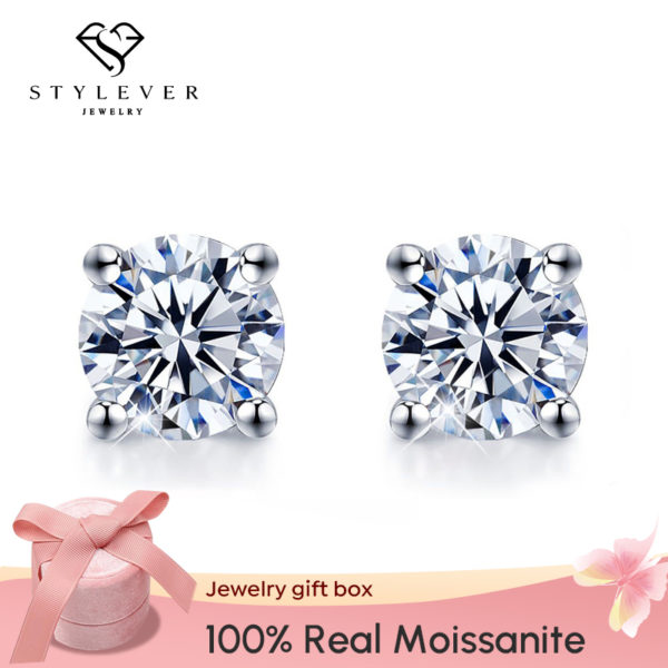 Stylever boucles d oreilles en diamant Moissanite pour femmes bijoux de luxe en argent Sterling 925