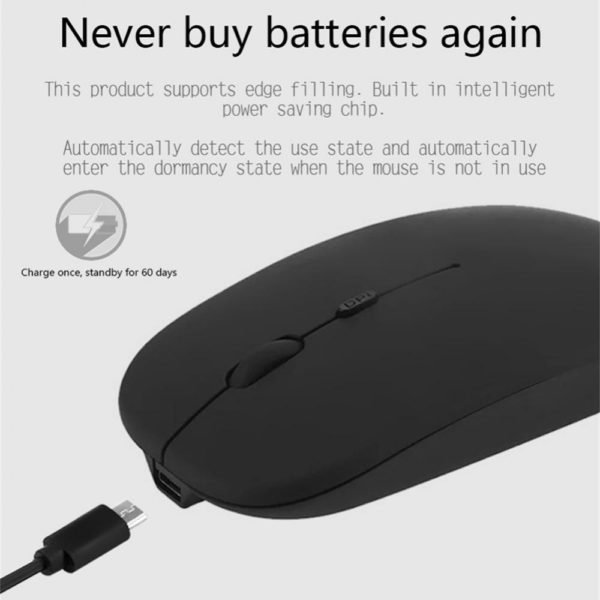 TCJJ Mini souris sans fil Rechargeable 2 4G pour ordinateur portable et PC silencieuse pour la 1