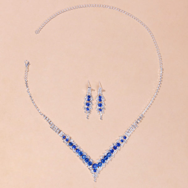 TREAZY ensemble de bijoux de mari e l gants en cristal de strass bleu pour femmes 1