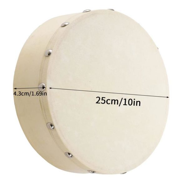 Tambour à Percussion de 10 et 8 pouces avec cadre en bois, Instrument de musique – Image 6