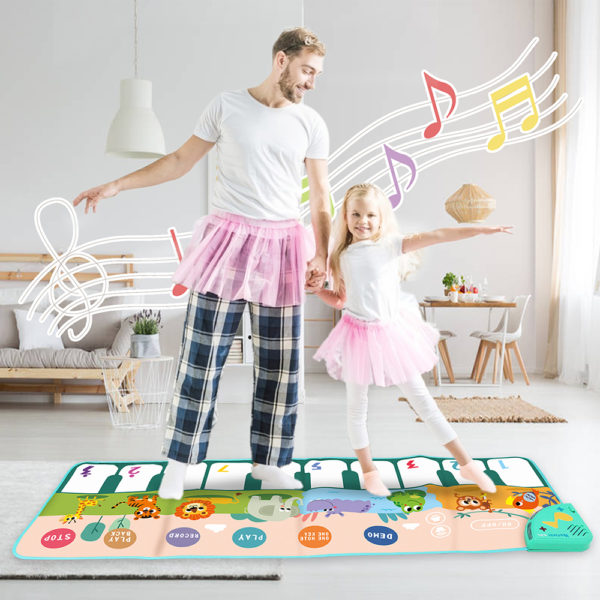 Tapis de Piano Musical 110x36cm pour enfants et tout-petits, clavier de sol, tapis de danse avec 8 sons d'animaux, tapis pour bébé, jouets éducatifs d'étude – Image 5