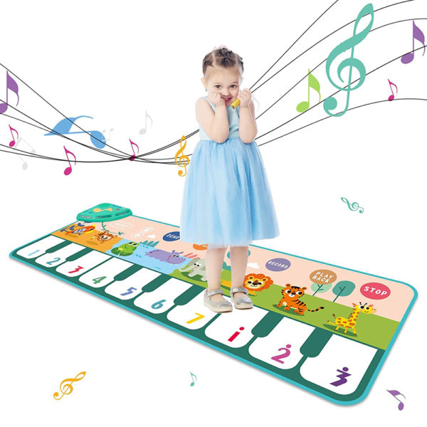Tapis de Piano Musical 110x36cm pour enfants et tout-petits, clavier de sol, tapis de danse avec 8 sons d'animaux, tapis pour bébé, jouets éducatifs d'étude
