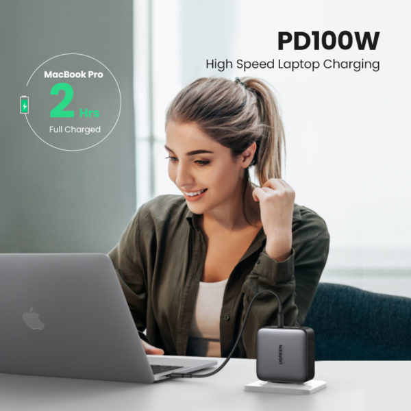 UGREEN – chargeur USB type-c 100W GaN pour tablette et Macbook, Charge rapide, compatible avec iPhone 13/12/11 – Image 3