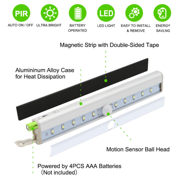 Veilleuse LED sans fil avec capteur de mouvement PIR id ale pour une cuisine un placard 2