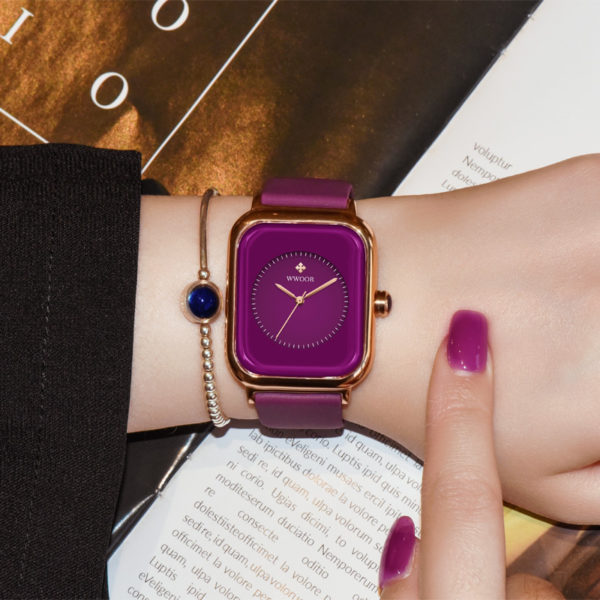 WWOOR montres de marque de luxe pour femmes mode carr violet dames montre bracelet Quartz tanche 2