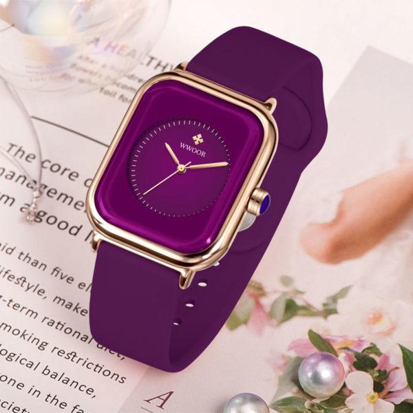 WWOOR montres de marque de luxe pour femmes mode carr violet dames montre bracelet Quartz tanche 3