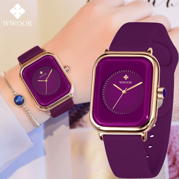 WWOOR montres de marque de luxe pour femmes mode carr violet dames montre bracelet Quartz tanche