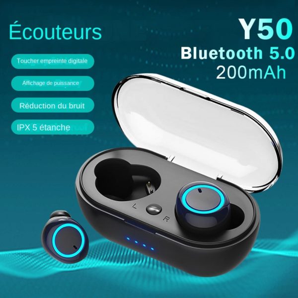 Y50 couteurs sans fil Bluetooth 5 0 oreillettes de sport de plein air avec bac de