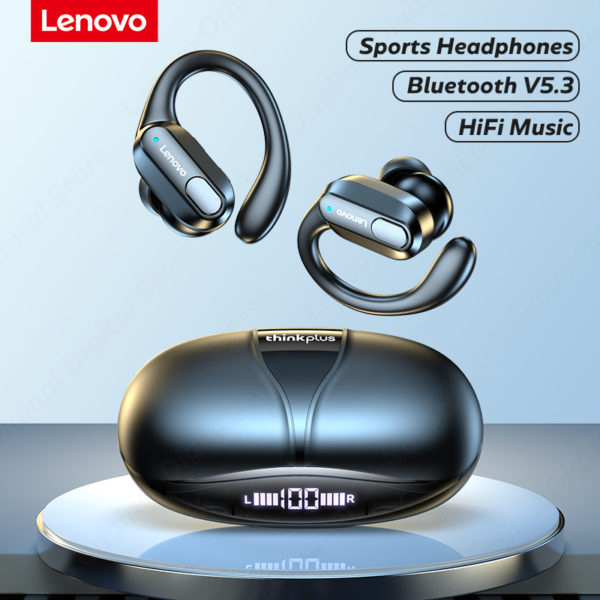Écouteurs sans fil Lenovo XT80 Bluetooth 5.3, véritables écouteurs avec bouton micro, contrôle, réduction du bruit, crochets d'oreille, casque étanche