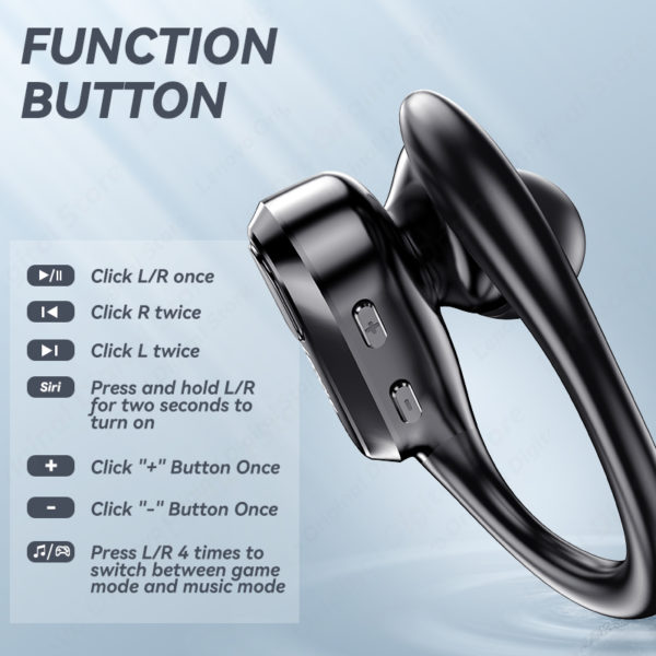 Écouteurs sans fil Lenovo XT80 Bluetooth 5.3, véritables écouteurs avec bouton micro, contrôle, réduction du bruit, crochets d'oreille, casque étanche – Image 4