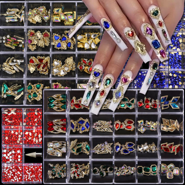 1 bo te Nail Art strass d corations ensemble cristal breloques pour ongles diamant bricolage alliage