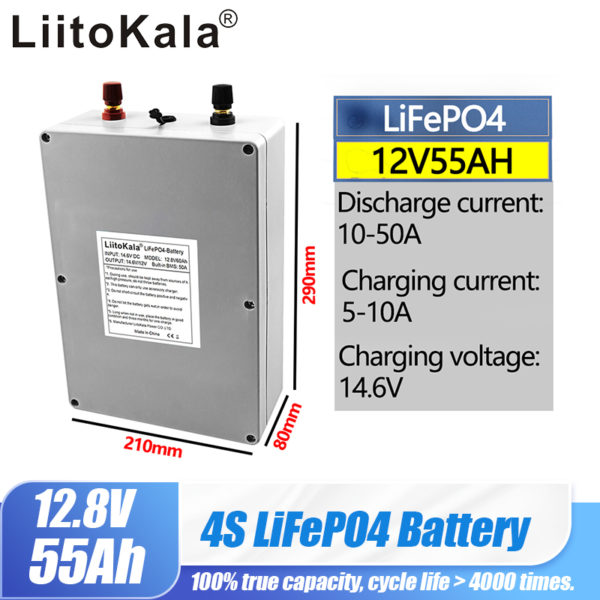 Batterie LiFePO4 Rechargeable Cycle profond 12V 12 8V 20ah 30ah 40ah 50ah 60ah avec Protection BMS 2
