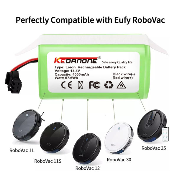 Batterie aux ions Eddie pour Cecotseats, Conga Excellence, 14.4V, 950 Ah, 990, 1090, Ecovacs Deebot, Chr621, 601/605 wald, Fy RoboVac, 35C, Krasnoi7 – Image 2