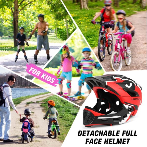 Lixada casque velo casque velo enfant sport pour enfants casque moto visage complet amovible pour cyclisme 4