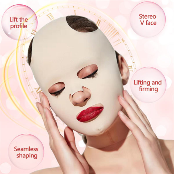 Masque 3d respirant r utilisable pour femmes Anti rides visage sommeil amincissant lifting complet masque en 4