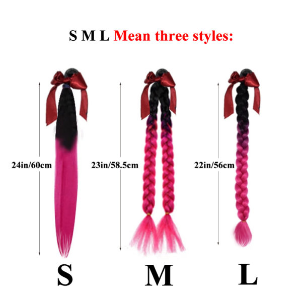 Nouveau casque de moto tresses femme tresses perruque pour casque de moto multicolore Twist double queue de cheval cadeau de noël – Image 2