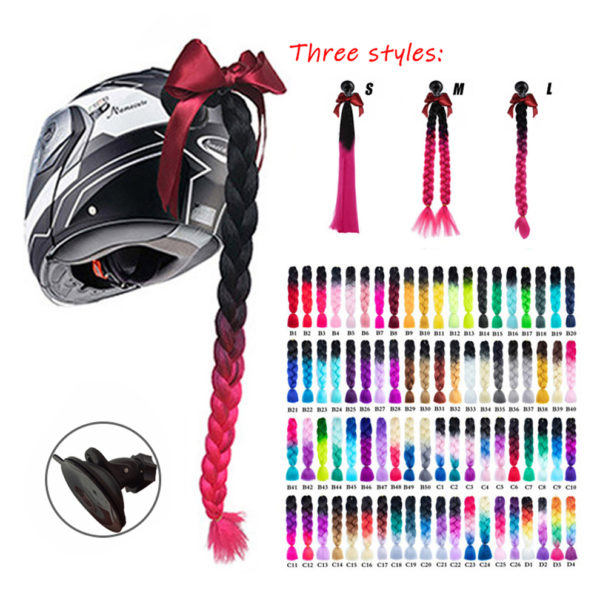Nouveau casque de moto tresses femme tresses perruque pour casque de moto multicolore Twist double queue de cheval cadeau de noël