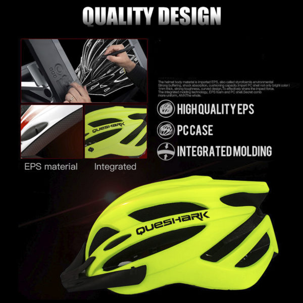 QUESHARK hommes femmes casque de cyclisme ultraléger Led feu arrière vtt vélo de route vélo moto conduite en toute sécurité casquette avec pare-soleil – Image 4