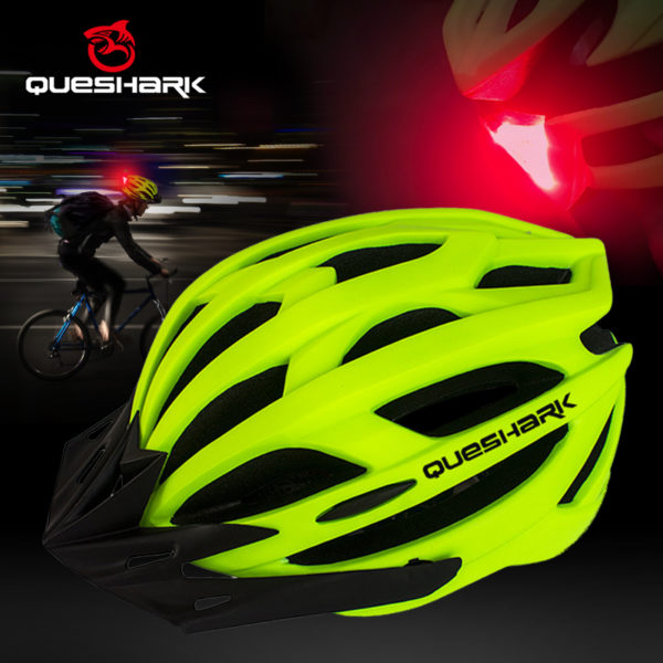 QUESHARK hommes femmes casque de cyclisme ultraléger Led feu arrière vtt vélo de route vélo moto conduite en toute sécurité casquette avec pare-soleil