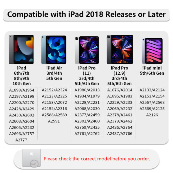 Stylet rejet de paume pour iPad 1 2 Gen stylo Apple 2018 2023 Pro Air Mini 5