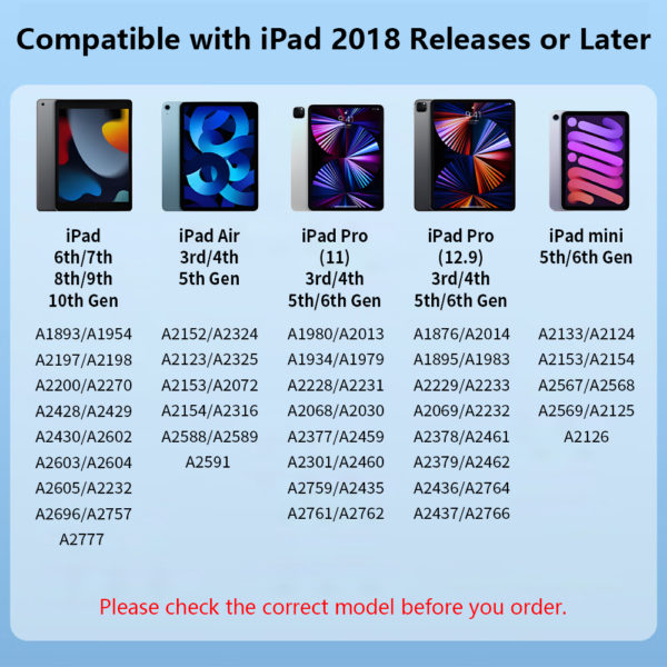 Stylet tactile color rejet de paume pour Apple iPad 2022 2021 2019 2018 Air 5 Mini 5