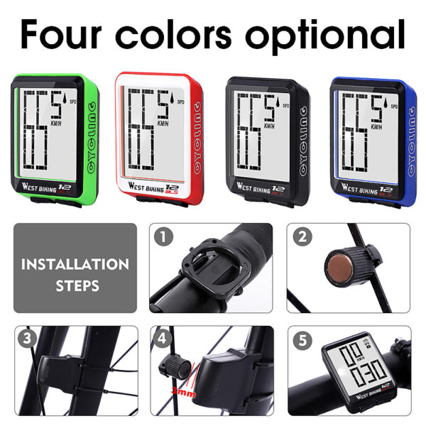 WEST BIKING – compteur numérique LED multifonction pour vélo, compteur de vitesse sans fil, odomètre de cyclisme, chronomètre d'ordinateur – Image 5