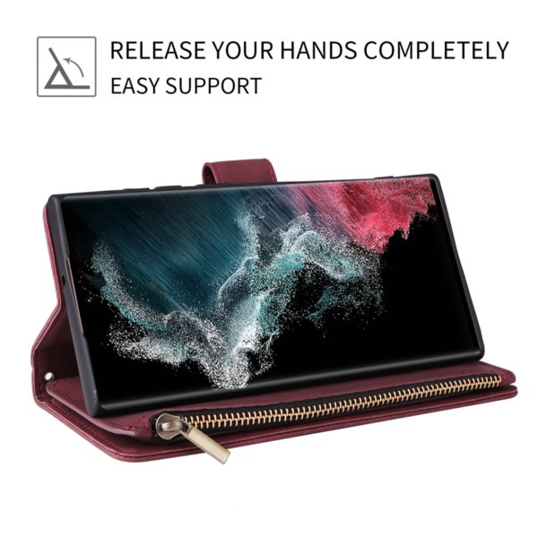Étui portefeuille en cuir à fermeture éclair, multi-cartes, pour Samsung Galaxy S23 Ultra S22 S21 Ultra S20 FE S10 S9 S8 Plus Note 20 Ultra 10 Lite 9 – Image 3
