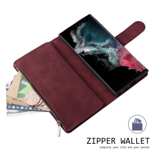 Étui portefeuille en cuir à fermeture éclair, multi-cartes, pour Samsung Galaxy S23 Ultra S22 S21 Ultra S20 FE S10 S9 S8 Plus Note 20 Ultra 10 Lite 9 – Image 5